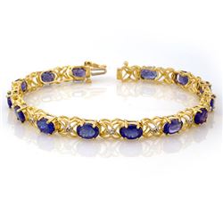 12.05 CTW Tanzanite & Diamond Bracelet 10K Yellow Gold - REF-94Y4X - 10904