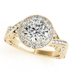 1.75 CTW Certified VS/SI Diamond Solitaire Halo Ring 18K Yellow Gold - REF-623X2R - 27059