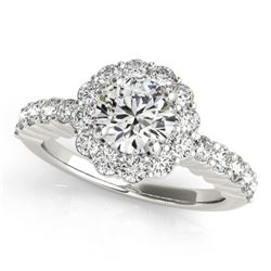 1.75 CTW Certified VS/SI Diamond Solitaire Halo Ring 18K White Gold - REF-408M4F - 26844