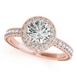 1.51 CTW Certified VS/SI Diamond Solitaire Halo Ring 18K Rose Gold - REF-398A5V - 26938