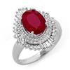 Image 1 : 3.24 CTW Ruby & Diamond Ring 18K White Gold - REF-85M8F - 13066