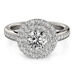 1.60 CTW Certified VS/SI Diamond Solitaire Halo Ring 18K White Gold - REF-234A4V - 26458