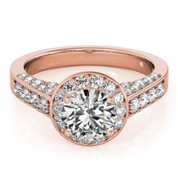 2.56 CTW Certified VS/SI Diamond Solitaire Halo Ring 18K Rose Gold - REF-640W2H - 26788