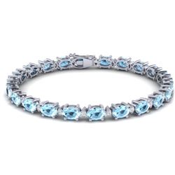 21.2 CTW Aquamarine & VS/SI Certified Diamond Eternity Bracelet 10K White Gold - REF-263X6R - 29444