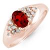 Image 1 : 0.90 CTW Red Sapphire & Diamond Ring 14K Rose Gold - REF-40M9F - 10880