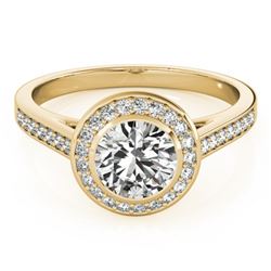 1.30 CTW Certified VS/SI Diamond Solitaire Halo Ring 18K Yellow Gold - REF-385Y3X - 26418