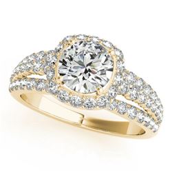 2 CTW Certified VS/SI Diamond Solitaire Halo Ring 18K Yellow Gold - REF-407R3K - 26750