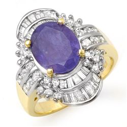 5.20 CTW Tanzanite & Diamond Ring 14K Yellow Gold - REF-187K6W - 14429