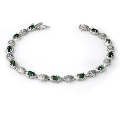 2.62 CTW Emerald & Diamond Bracelet 14K White Gold - REF-60K2W - 14130