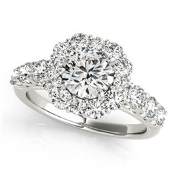 2.25 CTW Certified VS/SI Diamond Solitaire Halo Ring 18K White Gold - REF-445R3K - 26266