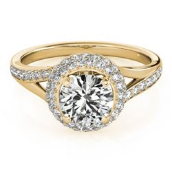 1.60 CTW Certified VS/SI Diamond Solitaire Halo Ring 18K Yellow Gold - REF-390X9R - 26828