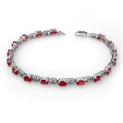 7.12 CTW Ruby & Diamond Bracelet 14K White Gold - REF-53X8R - 13953