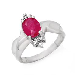 1.83 CTW Ruby & Diamond Ring 18K White Gold - REF-44K9W - 13930