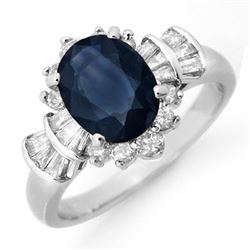 2.13 CTW Blue Sapphire & Diamond Ring 18K White Gold - REF-96F4N - 13327