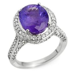 6.25 CTW Tanzanite & Diamond Ring 14K White Gold - REF-246A7V - 10493