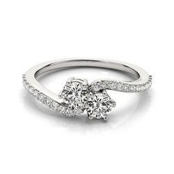 1 CTW Certified VS/SI Diamond 2 Stone Solitaire Ring 18K White Gold - REF-135X8R - 28242