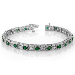 4.09 CTW Emerald & Diamond Bracelet 14K White Gold - REF-118X2R - 10210