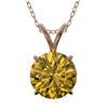1.50 CTW Certified Intense Yellow SI Diamond Solitaire Necklace 10K Rose Gold - REF-285F2N - 33229