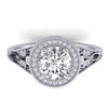 2.2 CTW Certified VS/SI Diamond Art Deco Micro Halo Ring 14K White Gold - REF-681K6W - 30525