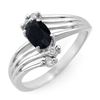 0.65 CTW Blue Sapphire & Diamond Ring 18K White Gold - REF-38R4K - 13104