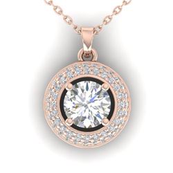 1.10 CTW Certified VS/SI Diamond Micro Halo Stud Necklace 14K Rose Gold - REF-180V2Y - 30493