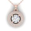 1.10 CTW Certified VS/SI Diamond Micro Halo Stud Necklace 14K Rose Gold - REF-180V2Y - 30493