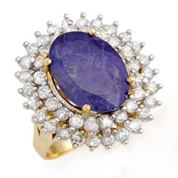 8.78 CTW Tanzanite & Diamond Ring 14K Yellow Gold - REF-375A6V - 13386