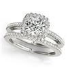 1.18 CTW Certified VS/SI Diamond 2Pc Wedding Set Solitaire Halo 14K White Gold - REF-209W3H - 30996