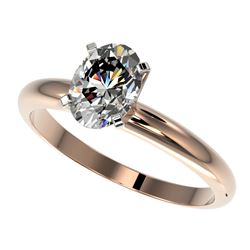 1.25 CTW Certified VS/SI Quality Oval Diamond Solitaire Ring 10K Rose Gold - REF-370R8K - 32914