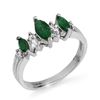 1.0 CTW Emerald & Diamond Ring 18K White Gold - REF-38A4V - 12838