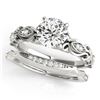 0.96 CTW Certified VS/SI Diamond Solitaire 2Pc Wedding Set Antique 14K White Gold - REF-207R3K - 314