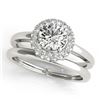 1 CTW Certified VS/SI Diamond 2Pc Wedding Set Solitaire Halo 14K White Gold - REF-184K9W - 30918