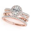 1.63 CTW Certified VS/SI Diamond 2Pc Wedding Set Solitaire Halo 14K Rose Gold - REF-234X5R - 31018
