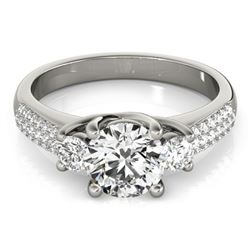 1.25 CTW Certified VS/SI Diamond 3 Stone Micro Pave ring 18K White Gold - REF-225A3V - 28020