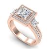 Image 1 : 2.5 CTW Princess VS/SI Diamond Micro Pave 3 Stone Ring 18K Rose Gold - REF-527H3M - 37197