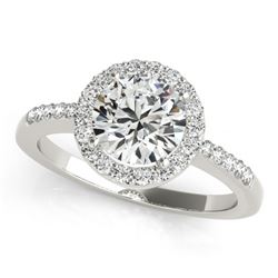 1.01 CTW Certified VS/SI Diamond Solitaire Halo Ring 18K White Gold - REF-205R3K - 26323