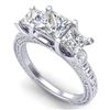 2.66 CTW Princess VS/SI Diamond Art Deco 3 Stone Ring 18K White Gold - REF-581K8W - 37157