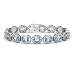 18.38 CTW Aquamarine & Diamond Bracelet White Gold 10K White Gold - REF-320H9M - 40625