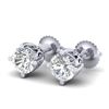 1.50 CTW VS/SI Diamond Solitaire Art Deco Stud Earrings 18K White Gold - REF-318F2N - 37229