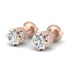 3 CTW VS/SI Diamond Solitaire Art Deco Stud Earrings 18K Rose Gold - REF-619N6A - 36837