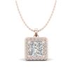 1.93 CTW Princess VS/SI Diamond Solitaire Micro Pave Necklace 18K Rose Gold - REF-436R4K - 37173