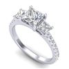 2.14 CTW Princess VS/SI Diamond Art Deco 3 Stone Ring 18K White Gold - REF-454M5F - 37205