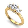1.50 CTW VS/SI Diamond Solitaire Art Deco 3 Stone Ring 18K Yellow Gold - REF-236H4M - 37315