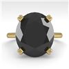 9.0 CTW Oval Black Diamond Engagement Designer Ring 18K Yellow Gold - REF-300X2R - 32455