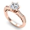 1.51 CTW VS/SI Diamond Solitaire Art Deco Ring 18K Rose Gold - REF-536M4F - 37077