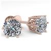 Image 1 : 1.0 CTW VS/SI Cut Cushion Diamond Stud Solitaire Earrings 18K Rose Gold - REF-178M2F - 35831