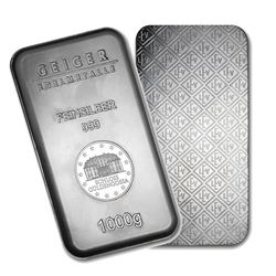 One piece 1 kilo 0.999 Fine Silver Bar Geiger Security Series-74694