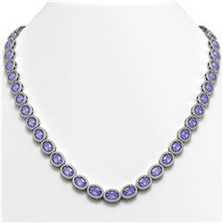 31.96 CTW Tanzanite & Diamond Necklace White Gold 10K White Gold - REF-604V2Y - 40409