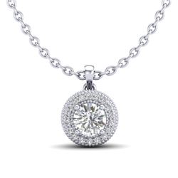 1 CTW VS/SI Diamond Solitaire Art Deco Stud Necklace 18K White Gold - REF-180Y2X - 36965