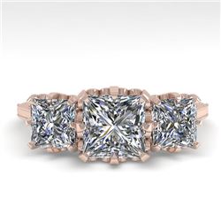 2 CTW Past Present Future Certified VS/SI Princess Diamond Ring 18K Rose Gold - REF-414V2Y - 35783